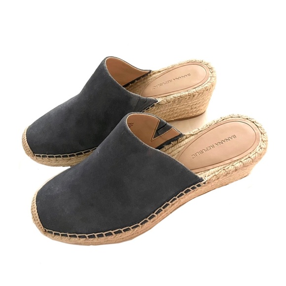 NWOT Banana Republic Espadrille Wedge Mule in Blue Suede - Picture 8 of 11